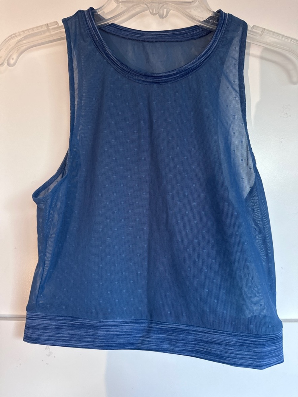 ZYIA Blue Sheer Mesh Tank Top Breathable Lightweight Activewear Flirty Casual